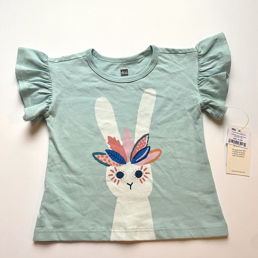 NEW Tea Collection Ruffle Sleeve Bunny Shirt